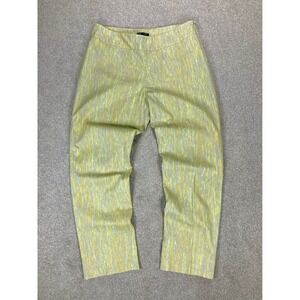 NIC+ZOE Abstract High Waisted Straight Leg Pants Womens 12 Yellow Grey Stretch